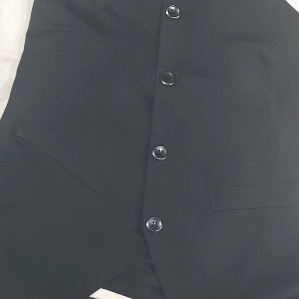 BLACK ONE SHOULDER BUTTON FRONT VEST L - Picture 5 of 5